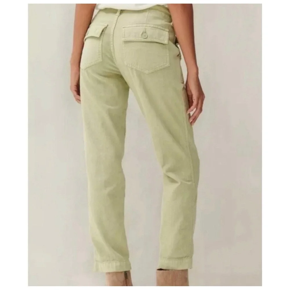 Lucky Brand Mid Rise Utility Straight Leg Pants Women 0 25 Olive Green Belted‎ - Picture 2 of 13